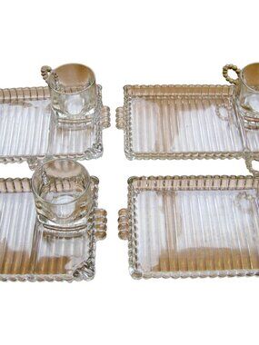 Hazel Atlas Orchard Crystal Party Set #1305 8 Piece Set 4 Plates - 4 Cups